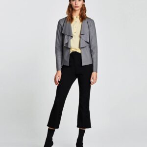Faux leather jacket with flowing lapels